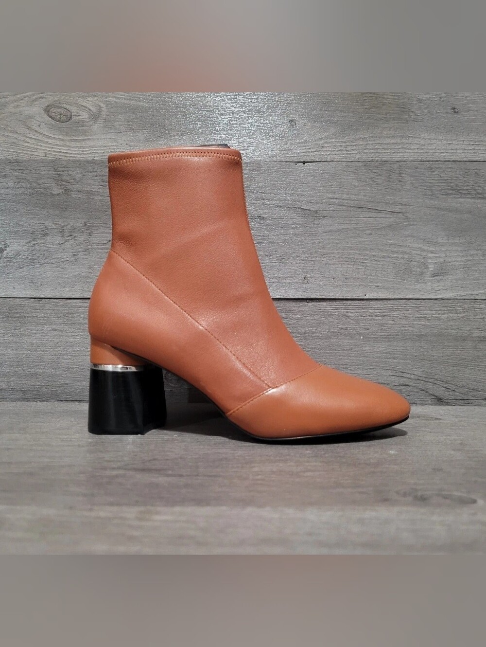 3.1 Phillip Lim N5899 Women's Size 38 Cognac Drum Leather 70mm 7.5 Boots brown